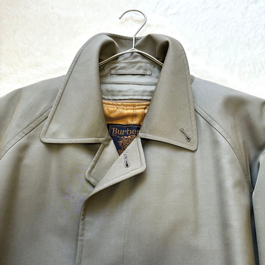 90s BURBERRY シルク混バルマカーンコート カシミヤ混ライナー 玉蟲