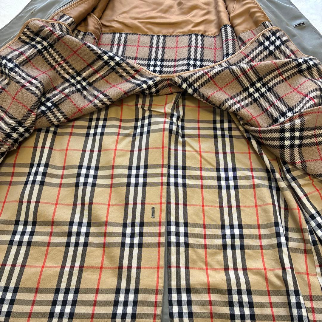90s BURBERRY シルク混バルマカーンコート カシミヤ混ライナー 玉蟲