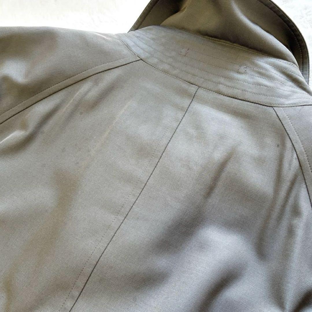 90s BURBERRY シルク混バルマカーンコート カシミヤ混ライナー 玉蟲