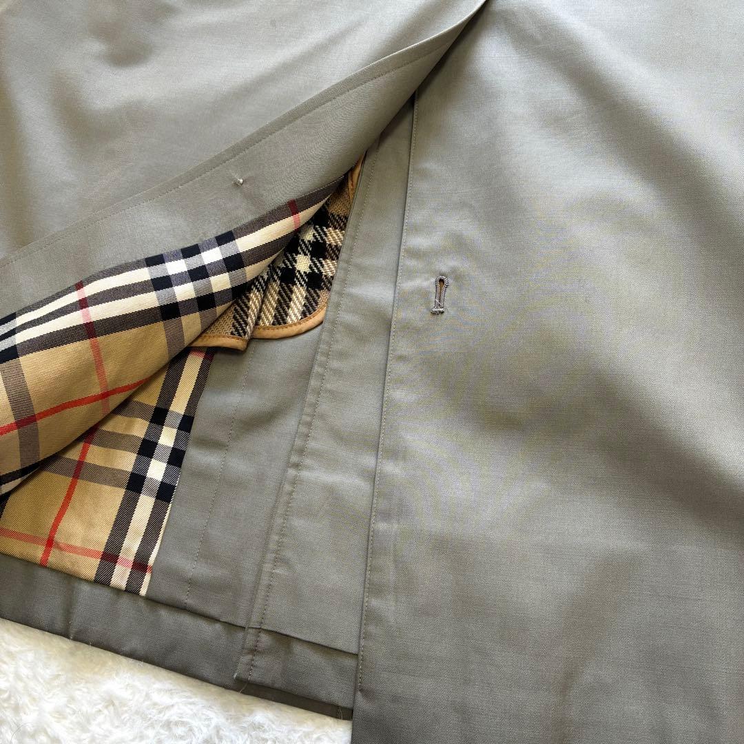 90s BURBERRY シルク混バルマカーンコート カシミヤ混ライナー 玉蟲