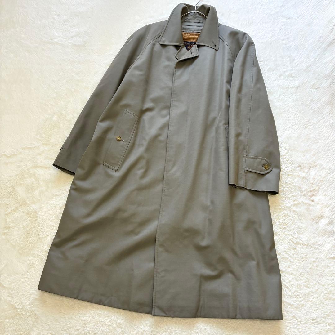 90s BURBERRY シルク混バルマカーンコート カシミヤ混ライナー 玉蟲