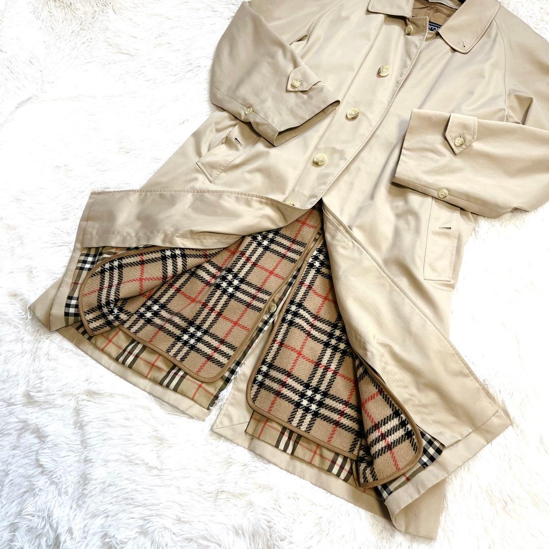 極美品 2XL相当 バーバリー ビンテージ ステンカラー シングル ライナー付き