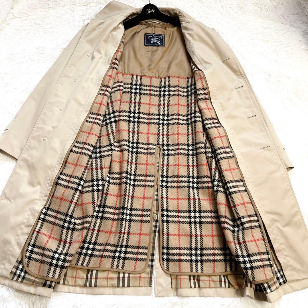 極美品 2XL相当 バーバリー ビンテージ ステンカラー シングル ライナー付き