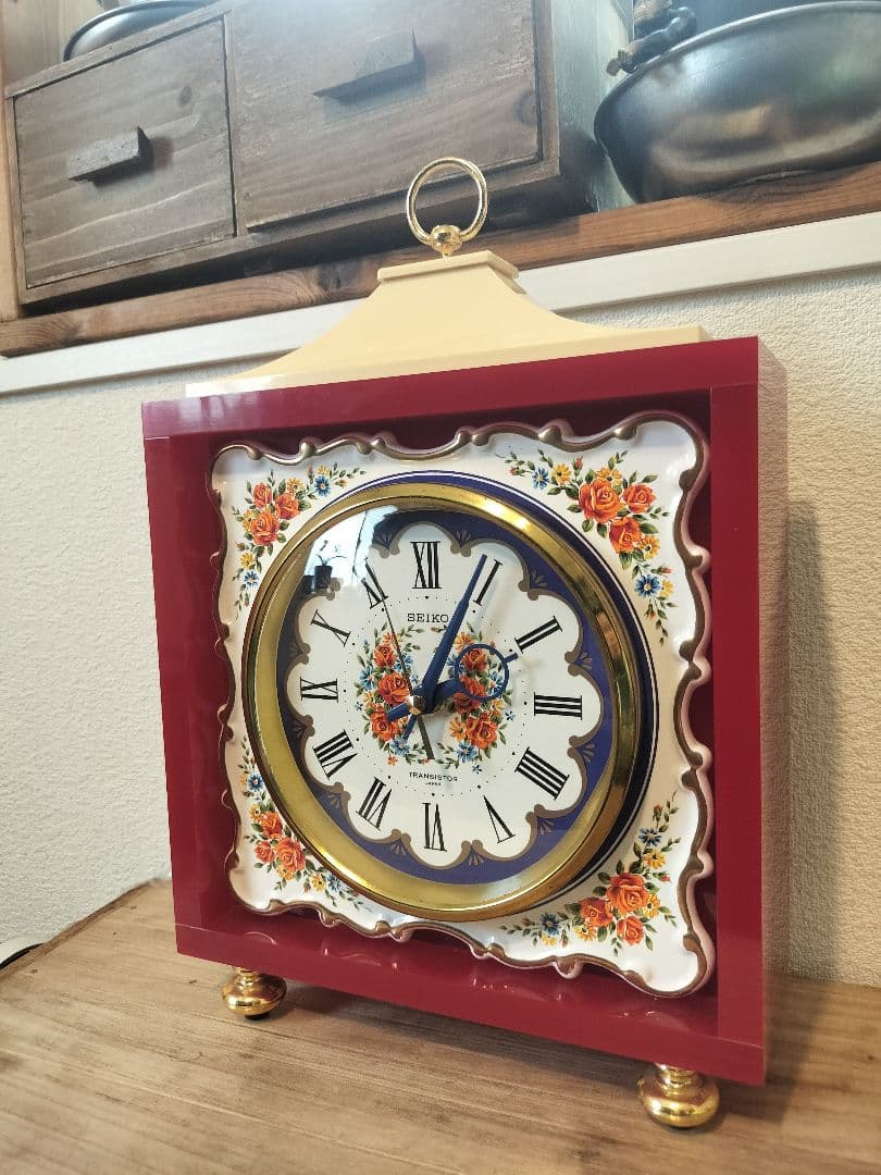 昭和レトロ★トランジスタクロック　タイル付き　チクタクモダン置き時計