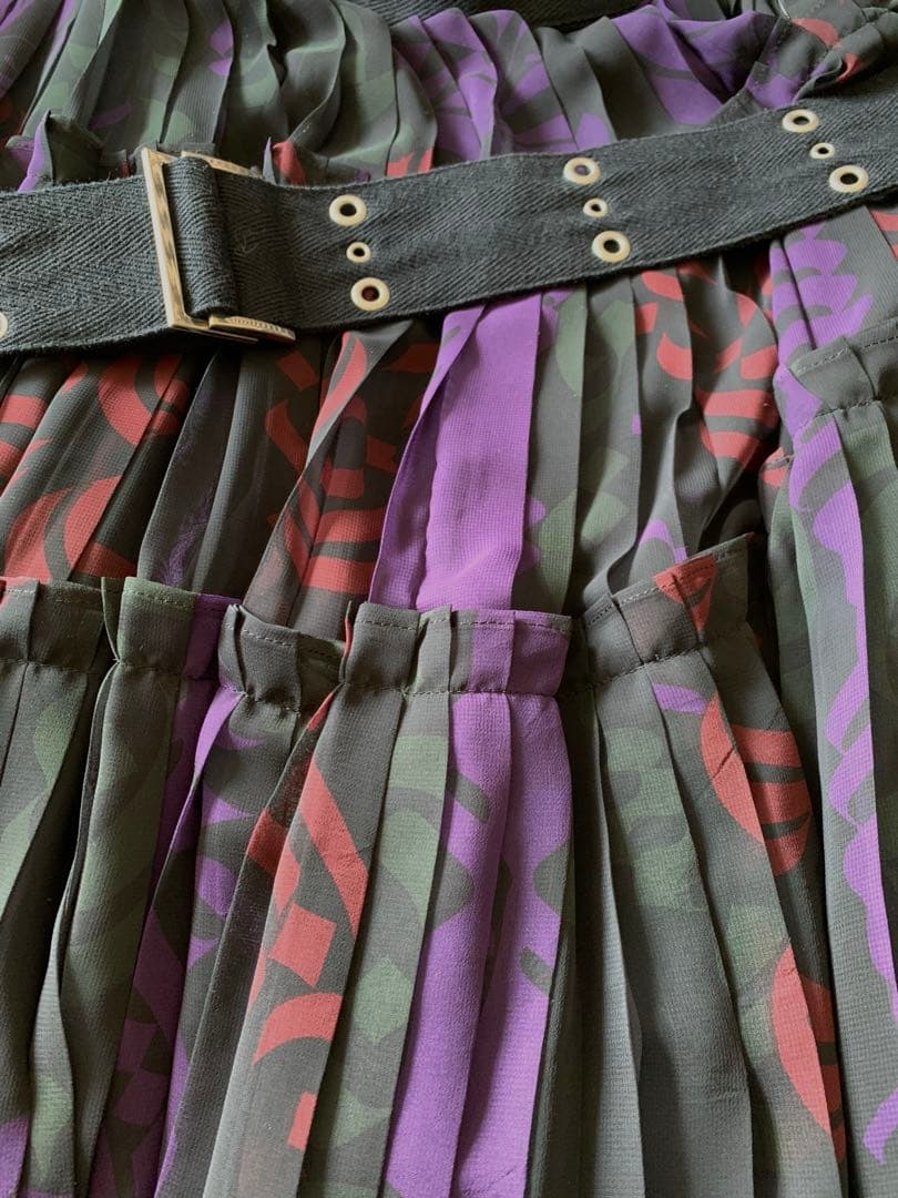 美品◇sacai サカイ ベルト付き プリーツ スカート
