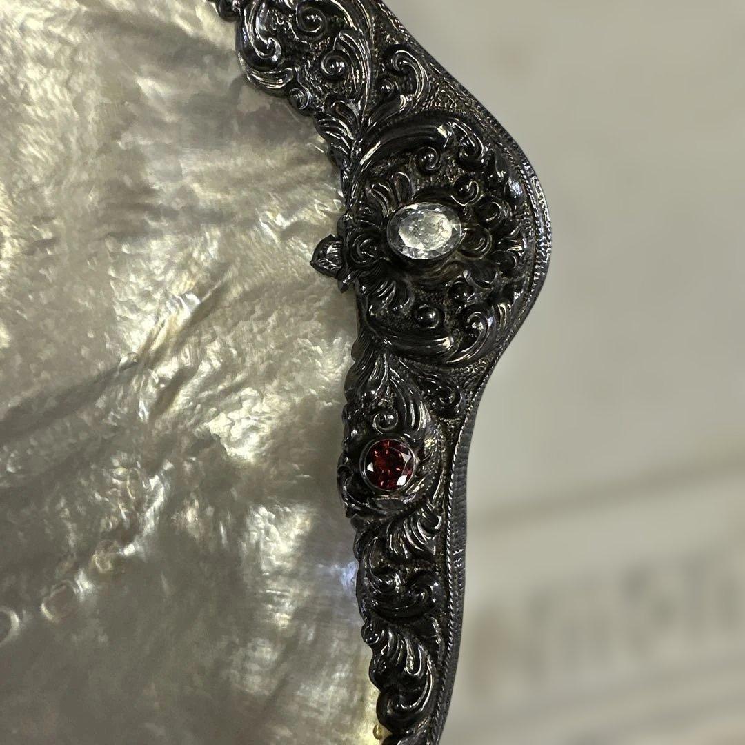 シルバー，銀，小物入り，真珠母貝の装飾皿