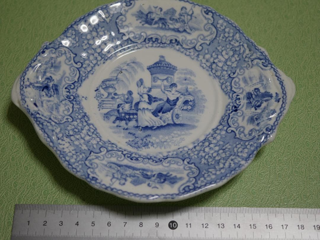 イギリスアンティーク ブルー＆ホワイト １９世紀半ば 約１９センチプレート