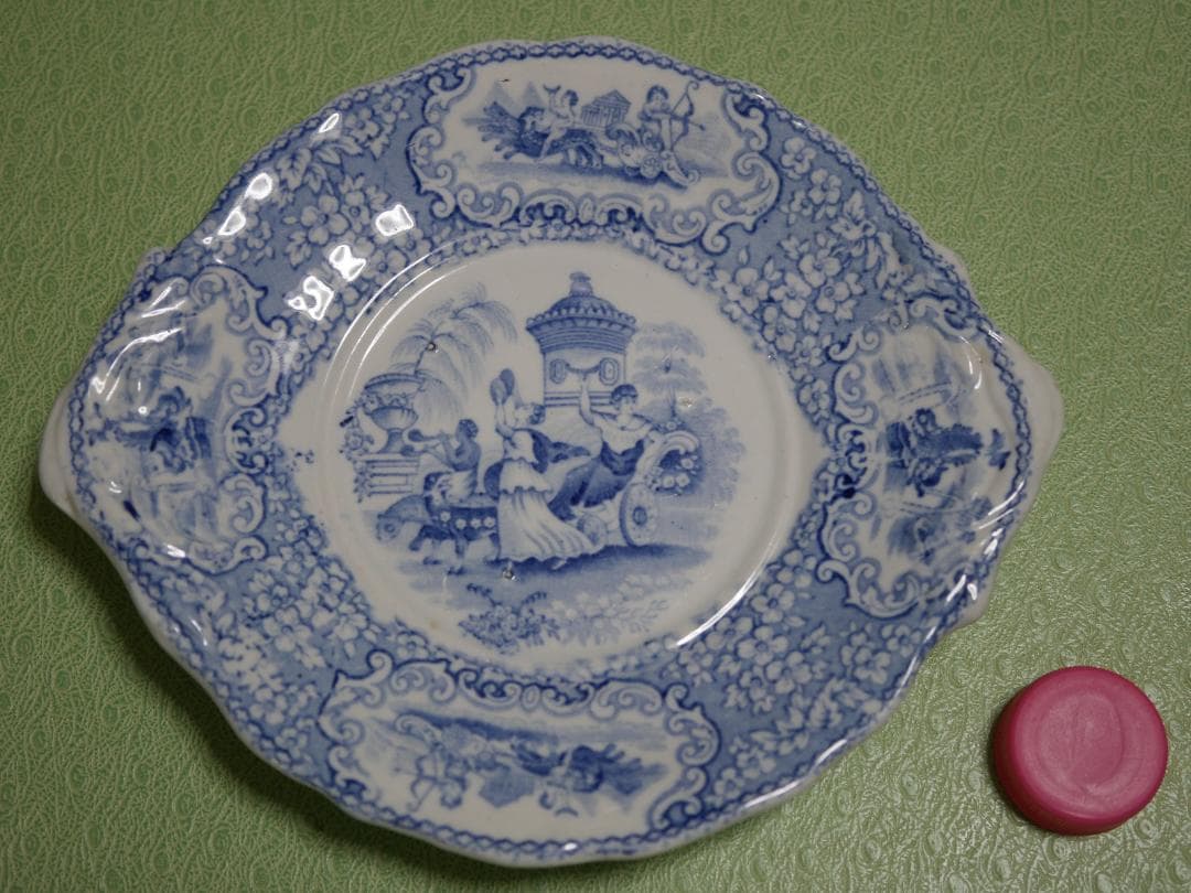 イギリスアンティーク ブルー＆ホワイト １９世紀半ば 約１９センチプレート