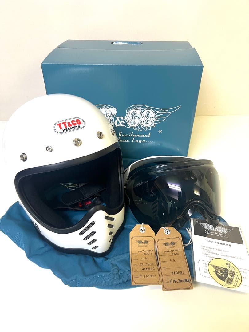 TT&CO モトモト3 SG／DOT スモールフルフェイス　純正専用ゴーグル付