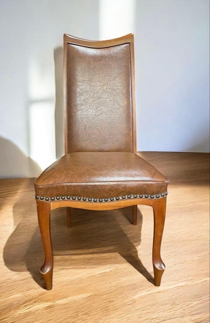 オールドマルニ　北欧レトロ★MARUNI　マルニ木工　鋲打ちハイバックチェア