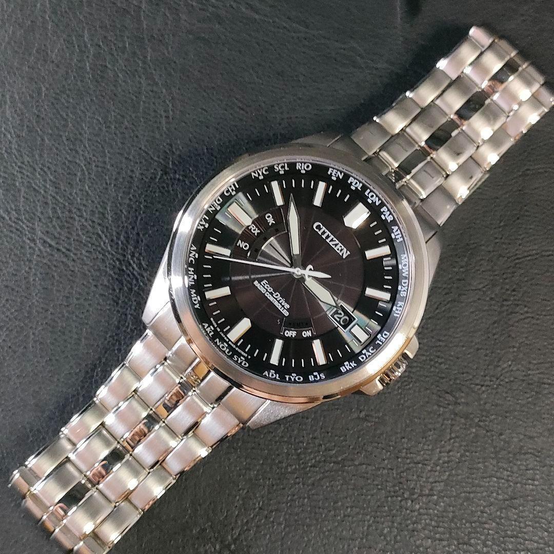 極美品　CITIZEN　シチズン　H145　ブラック　シルバー　ソーラー　メンズ