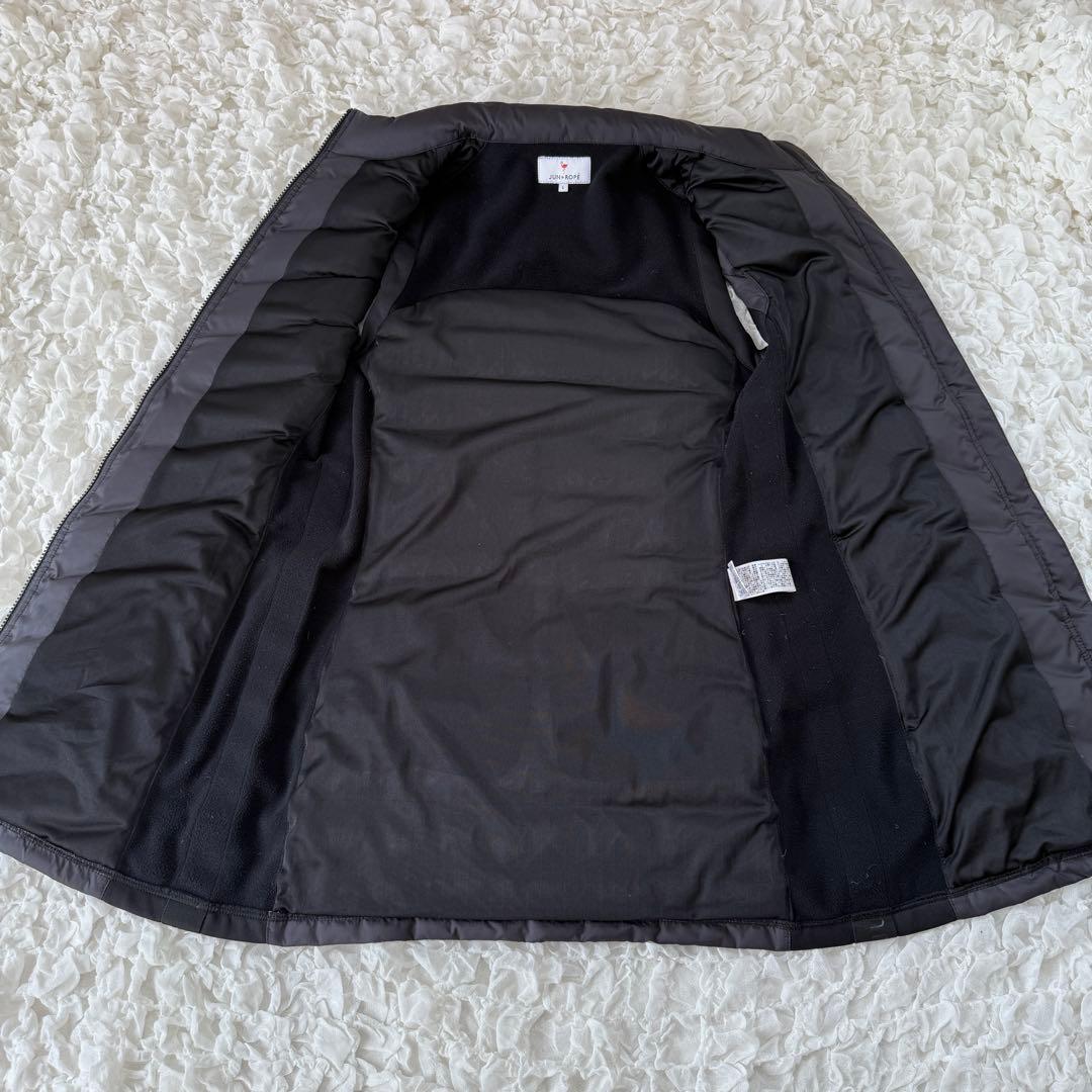 美品 JUN&ROPE ジュンロペ ロングダウンワンピース ベルト ロゴ 黒 L