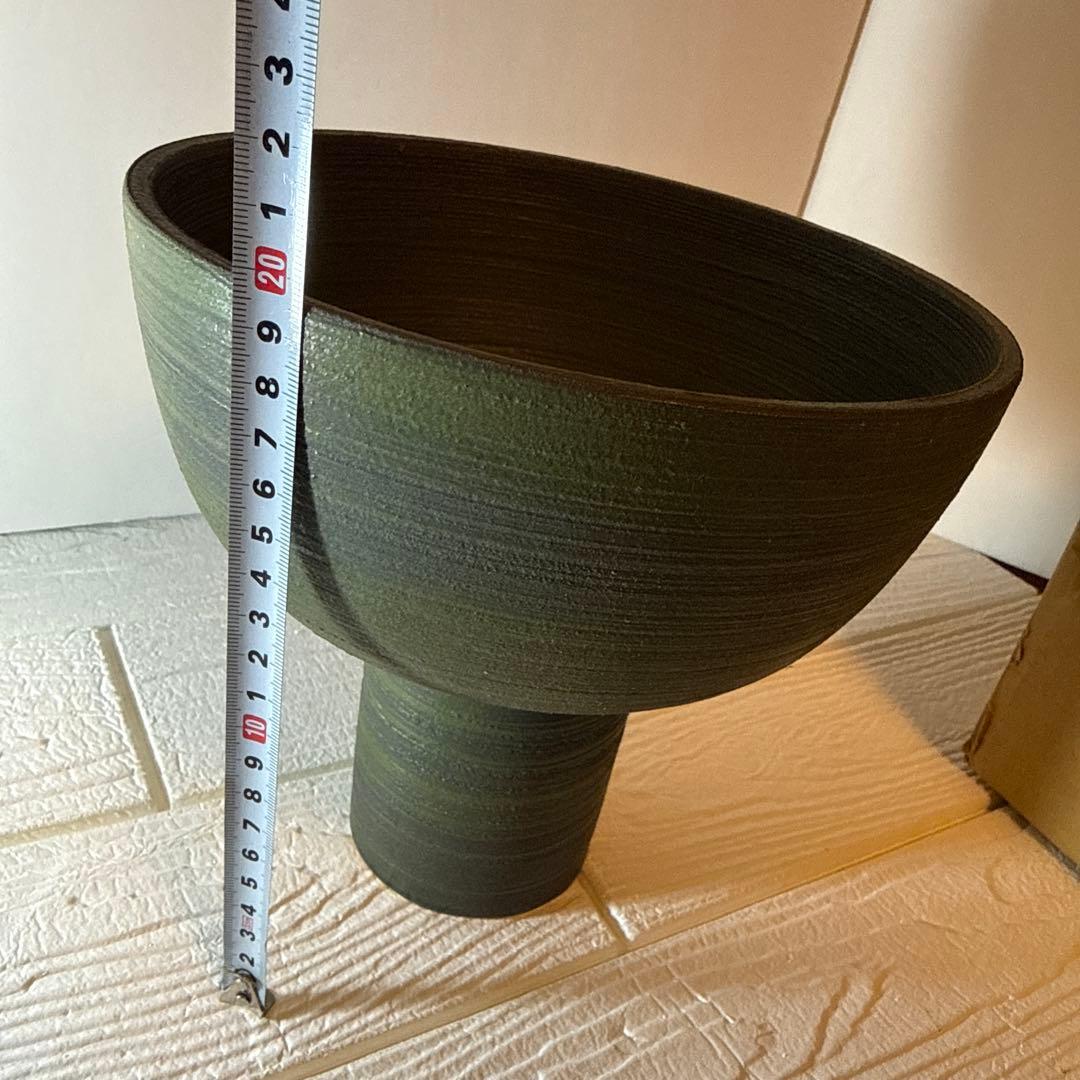 陶芸　茶道具　花瓶　優雅お茶器 陶器製 丸型花器 大きめ