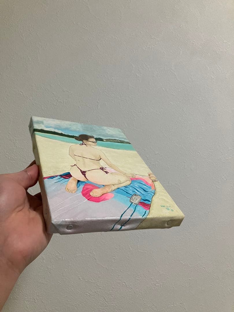 絵　絵画　アート　人物画　海　沖縄　ビーチ　日光浴　インテリア　癒し　セクシー