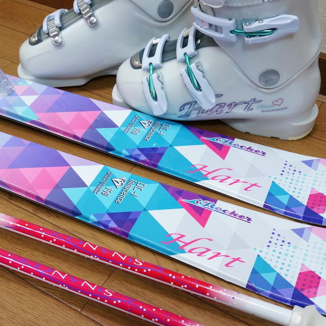 メンテ済 140cm 靴24cm HART レディース スキーセット