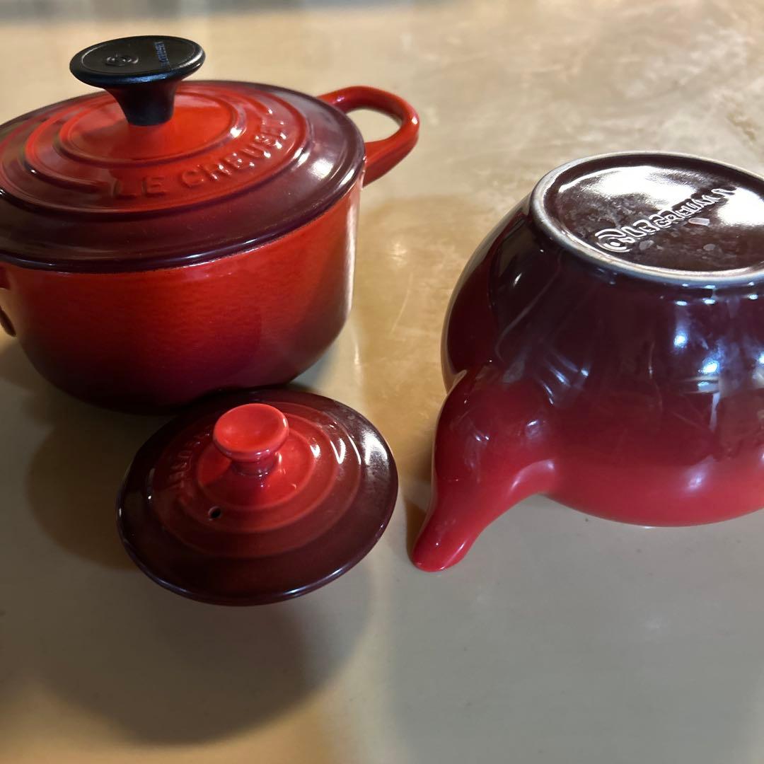 LE CREUSET 14型 両手鍋 ストーンウェア製ティーポット陶器セット