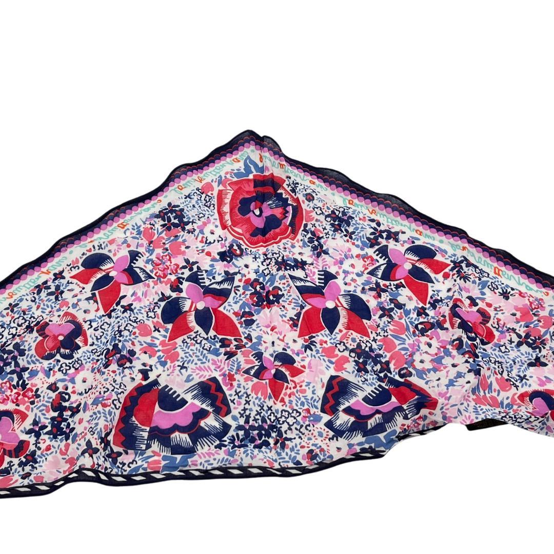 ルイヴィトン LV フローラル柄 スカーフ 三角ストール タッセル付