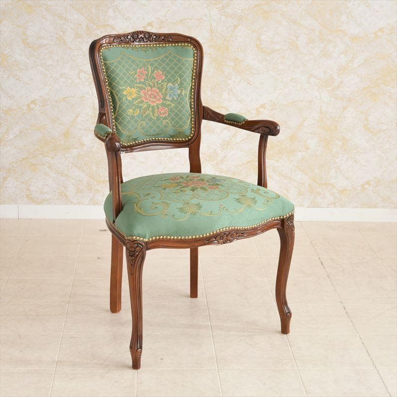 イタリア製チェア 花柄グリーン