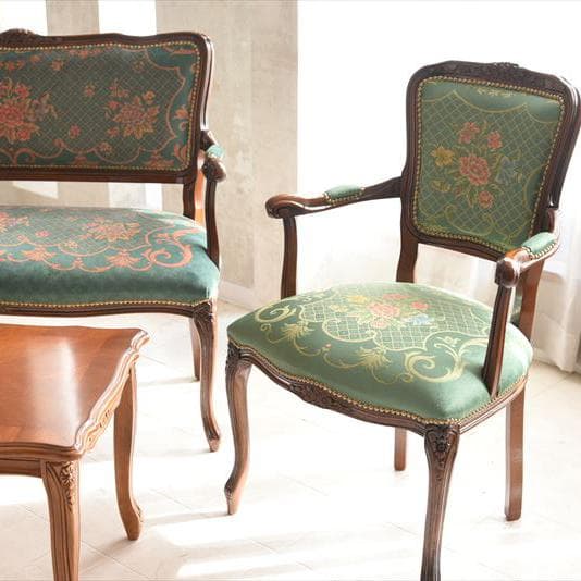 イタリア製チェア 花柄グリーン