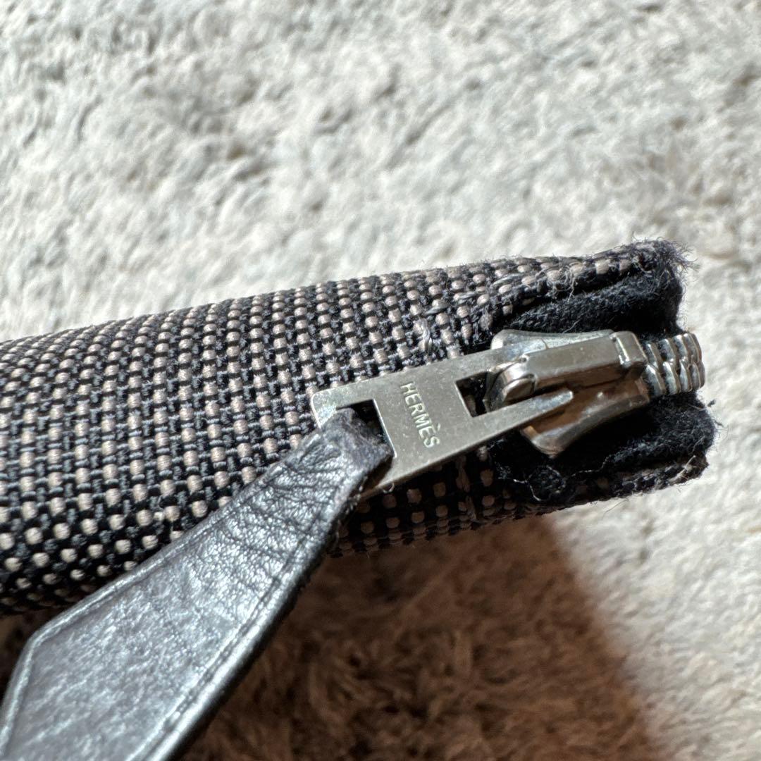 HERMES 長財布 ラウンドファスナー パース ＧＭ グレー エールライン
