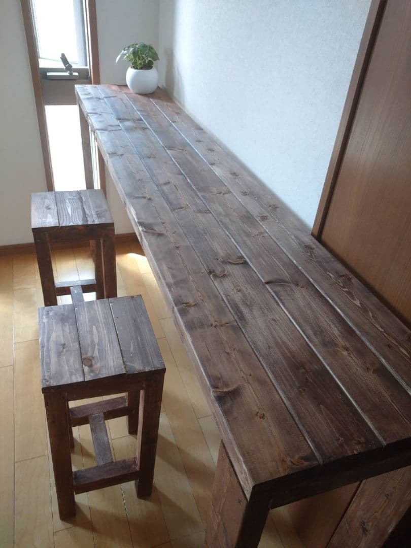 SOETSUさん244 ×45カウンターテーブル 無垢材　アンティーク風　木目