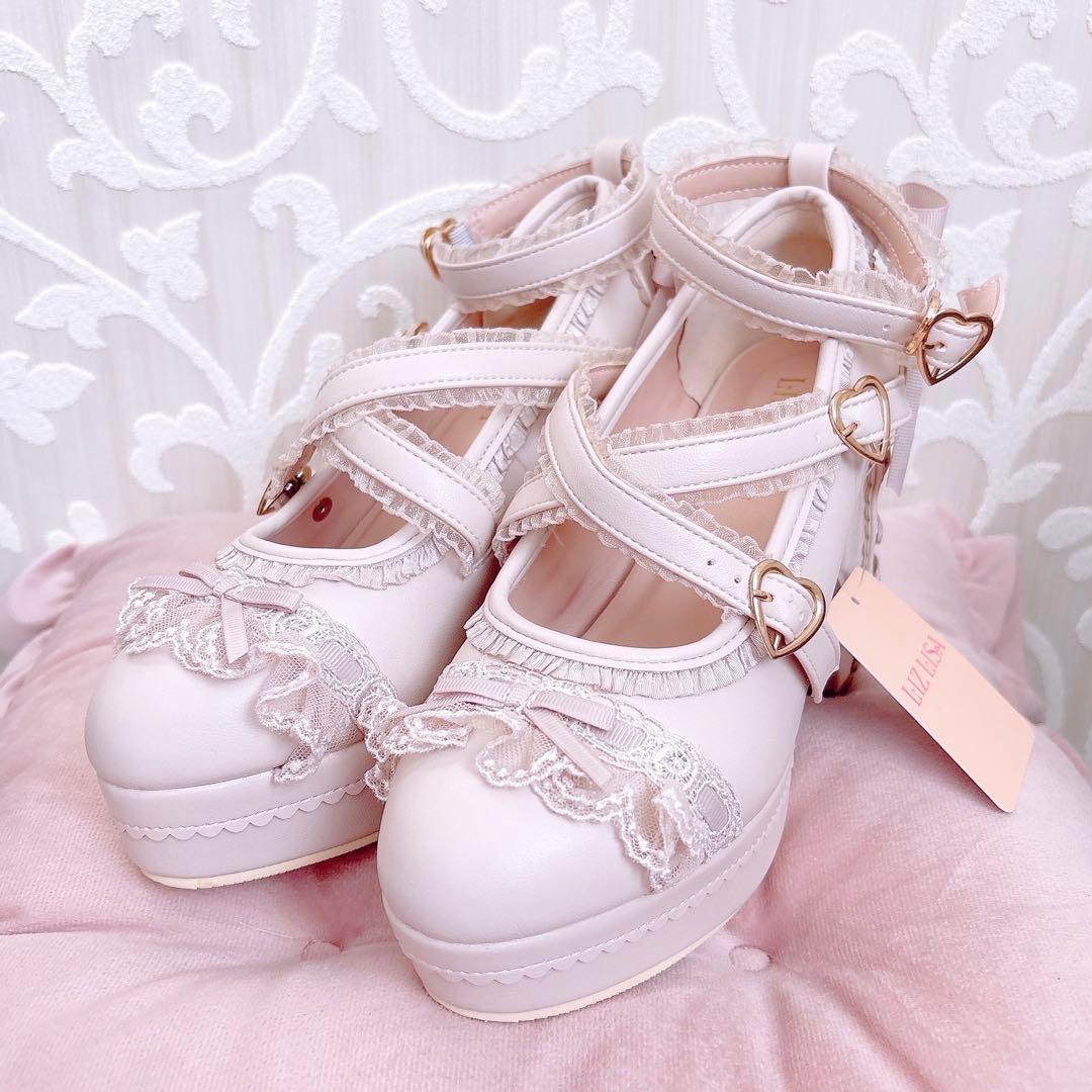 LIZLISA トゥシューズライクフリルリボンパンプス