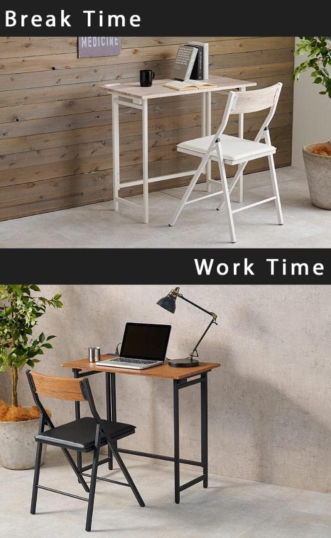 【未開封品】萩原 折りたたみデスクチェアセット LDC-4778BR