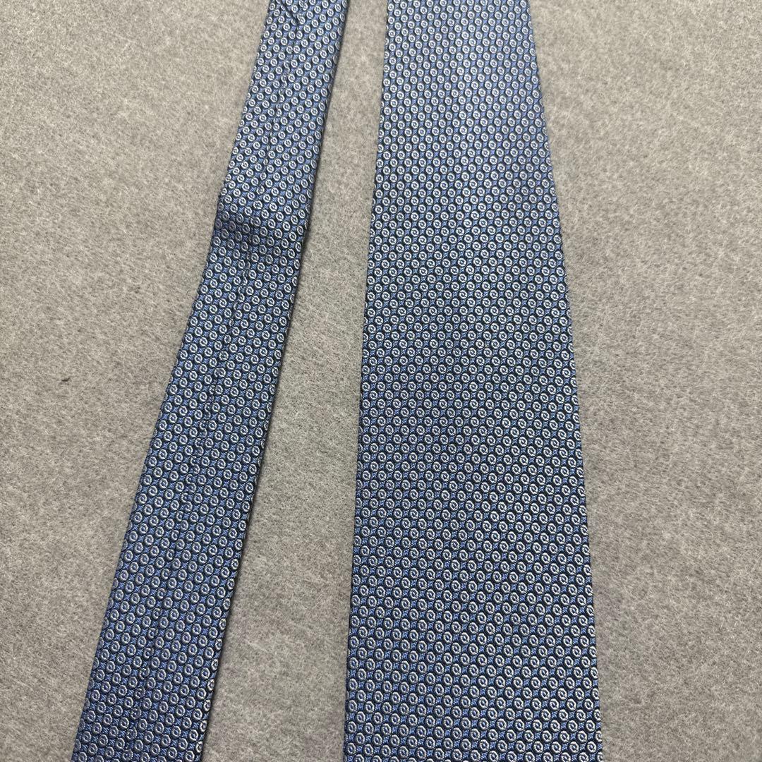 エルメス ネクタイ 青紺 シルクジャガード