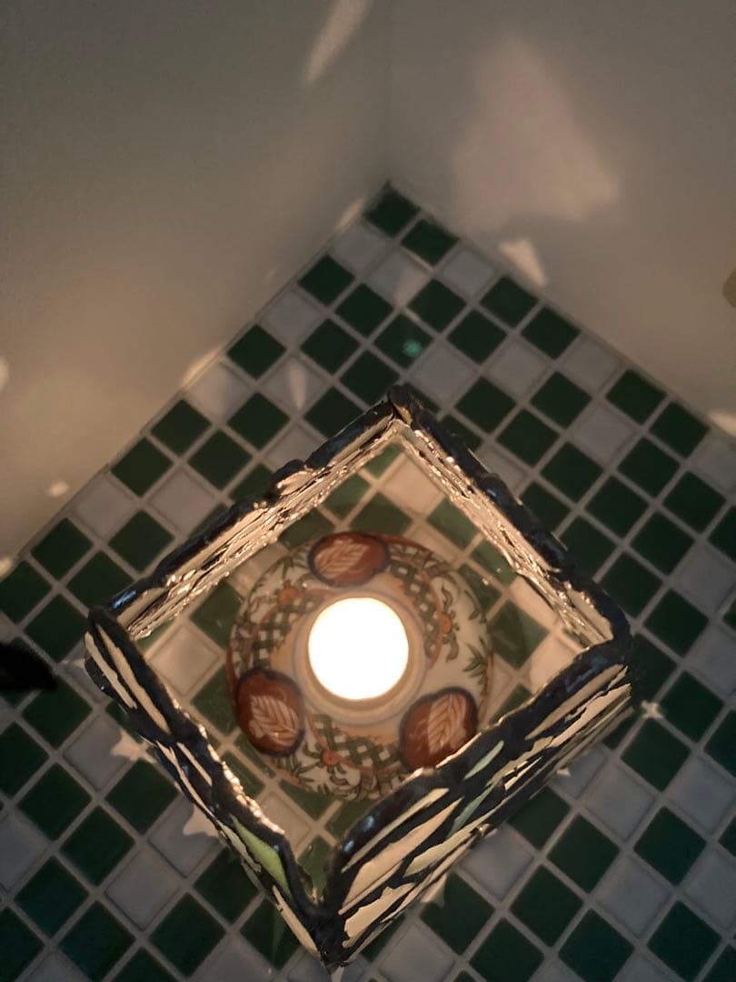 キャンドルホルダー　ステンドグラス　シーグラス　シー陶片　ウランガラス