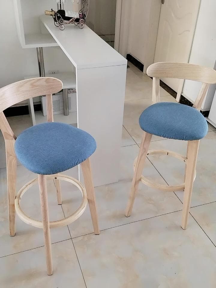 カウンターチェア　座高60cm　ファブリック　バーチェア【二脚セット】