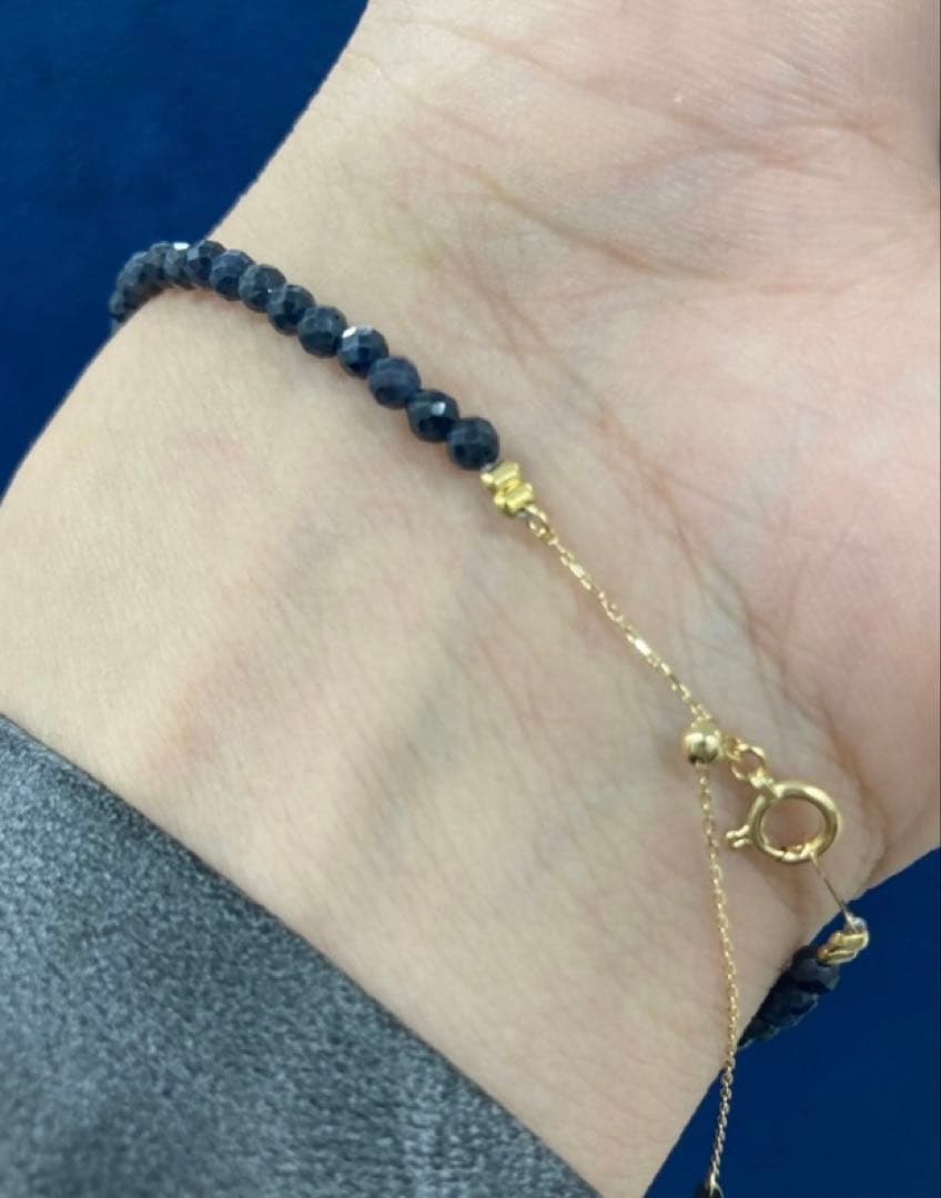 【新品】ブラックサファイアK18スライドアジャスター付きブレスレット⭐︎