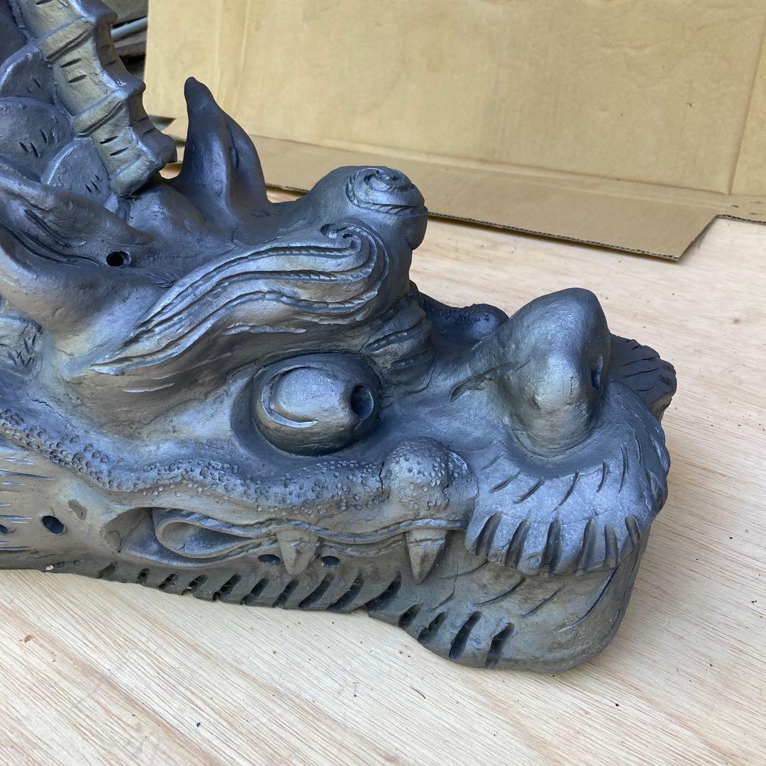 訳あり　希少‼️特大　シャチホコ　古瓦　置物　オブジェ　重さ約23kg引き取り限定