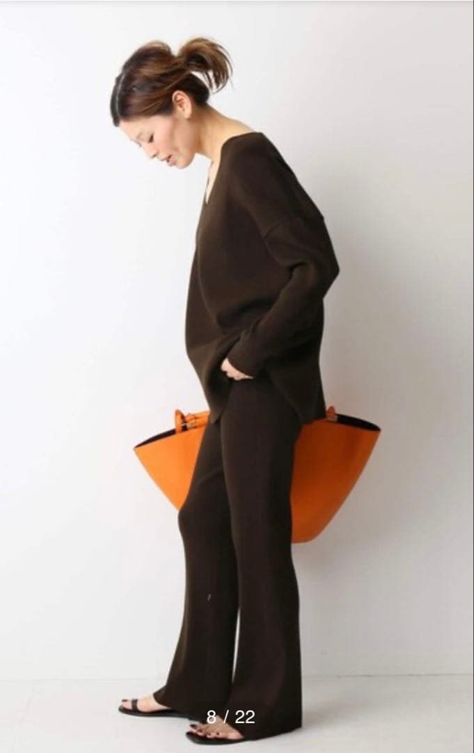 Deuxieme Classe Diner BリブVネック&パンツ セットアップ