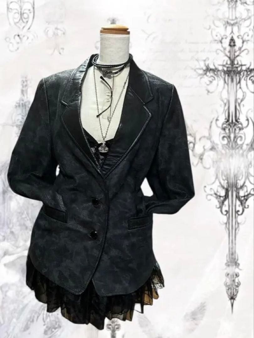 y2k00s当時物✴︎牛革ジャケット平成ギャルNANAパンクロックゴシック黒本革