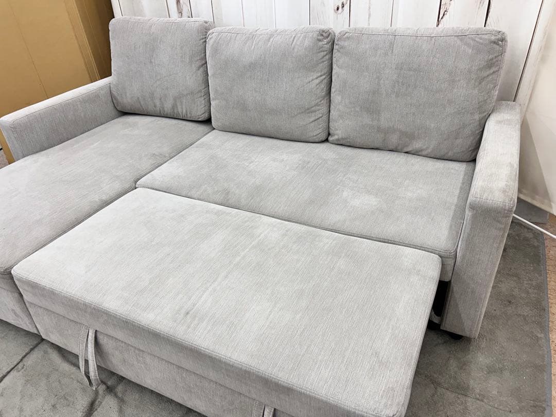 収納付きカウチソファベッド 布張りタイプ