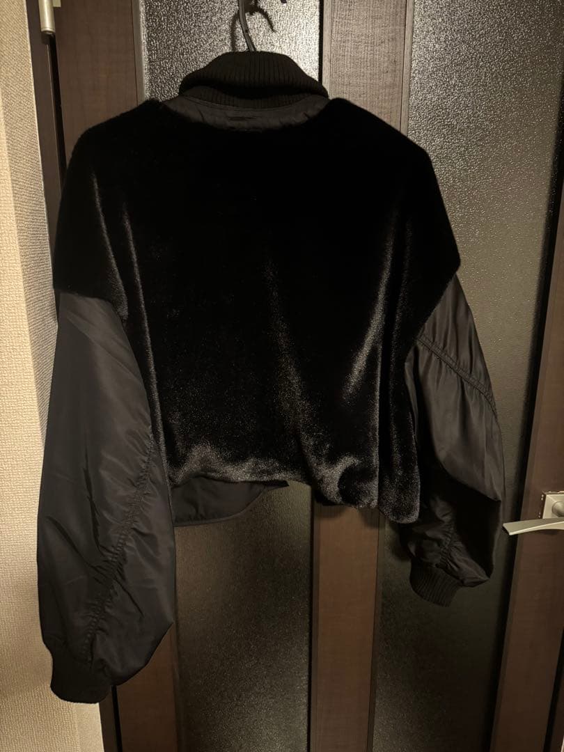 チャオパニックティピーetsinta ファー切替ショートスタンドジャケット黒
