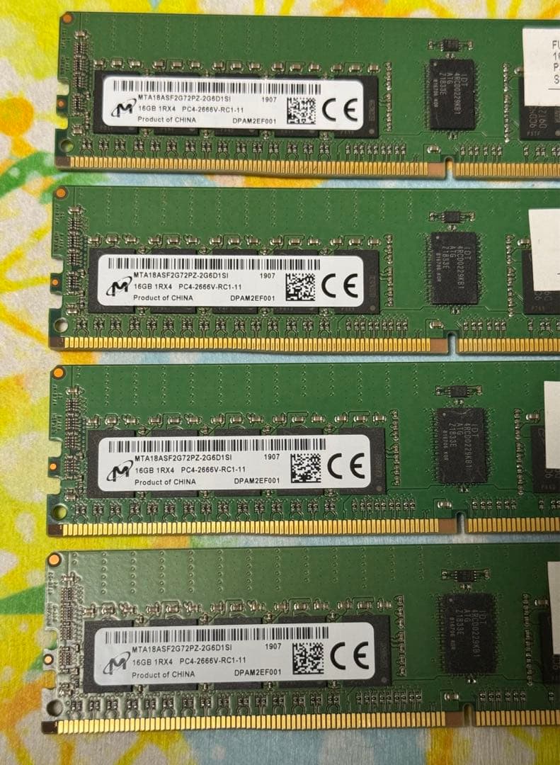 ECC メモリ PC4-2666V 16GB × 4枚