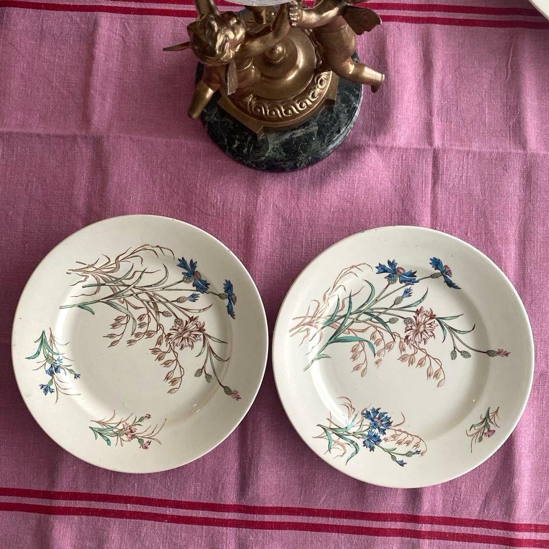 フランスアンティーク　LunevilleリュネヴィルBLEUET　矢車菊皿【C】