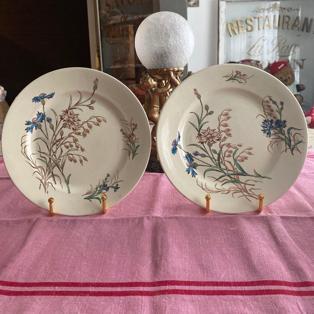 フランスアンティーク　LunevilleリュネヴィルBLEUET　矢車菊皿【C】