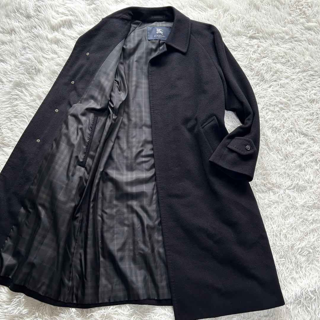 【極美品】バーバリーロンドン　ステンカラーコート　カシミヤ　アンゴラ　黒　M相当