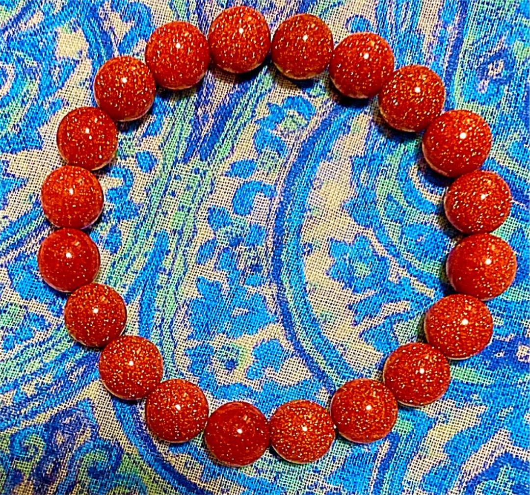 金運爆上げ　特別祈祷　夢叶える！天然石７cmゴールドストーンお念珠　出羽三山