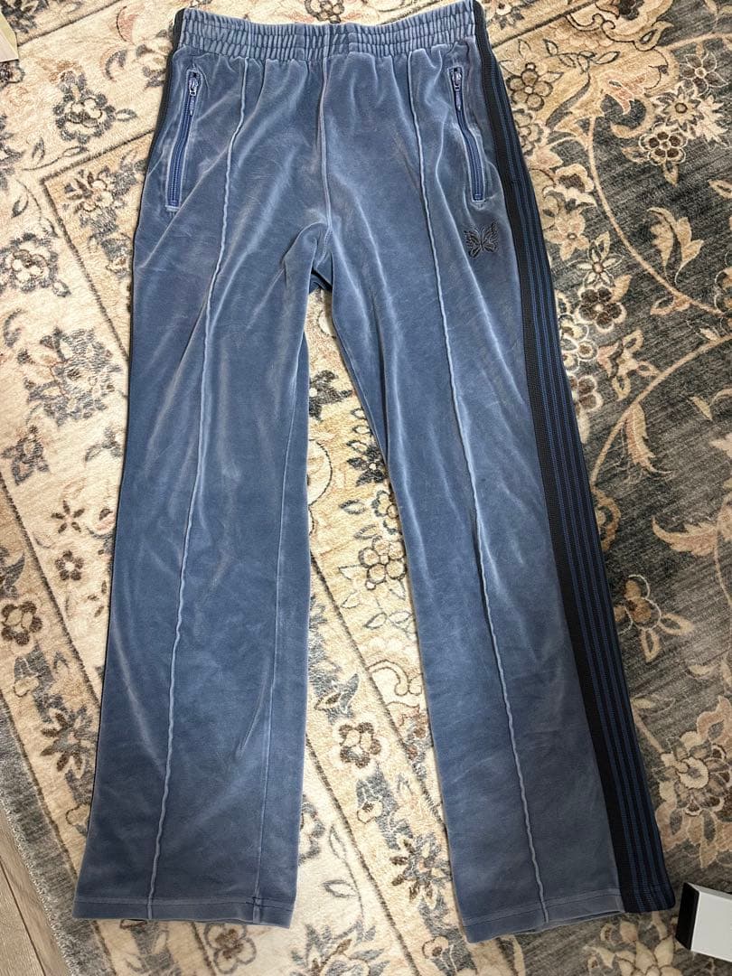 Needles トラックパンツ S グレー 蝶刺繍