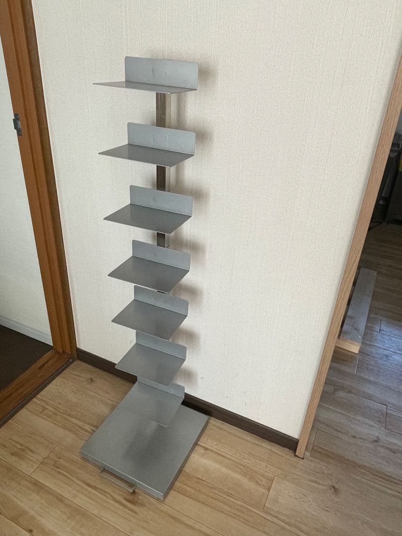 スチール製 8段シェルフ シルバー