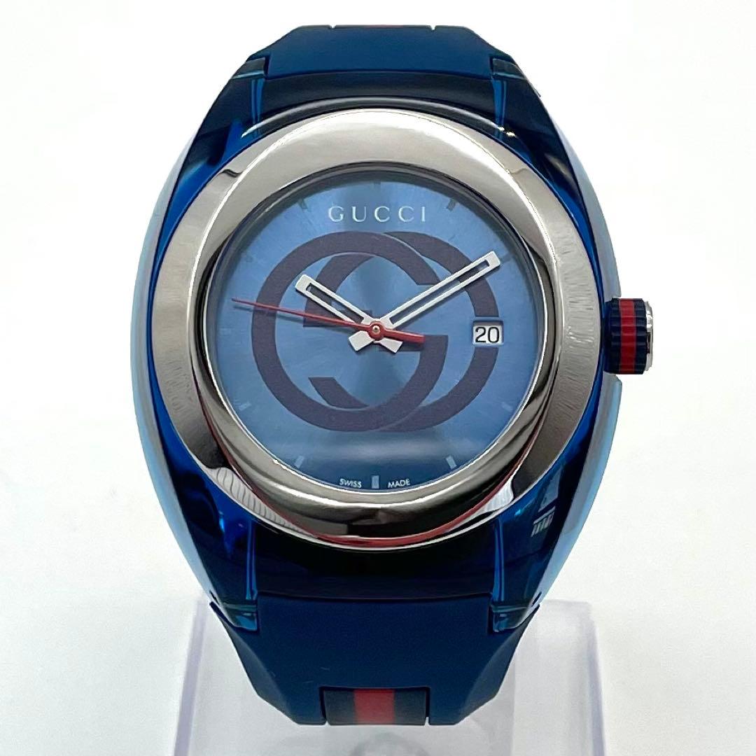GUCCI SYNC シンク ラバーベルト ユニセックス ウォッチ ブルー 青