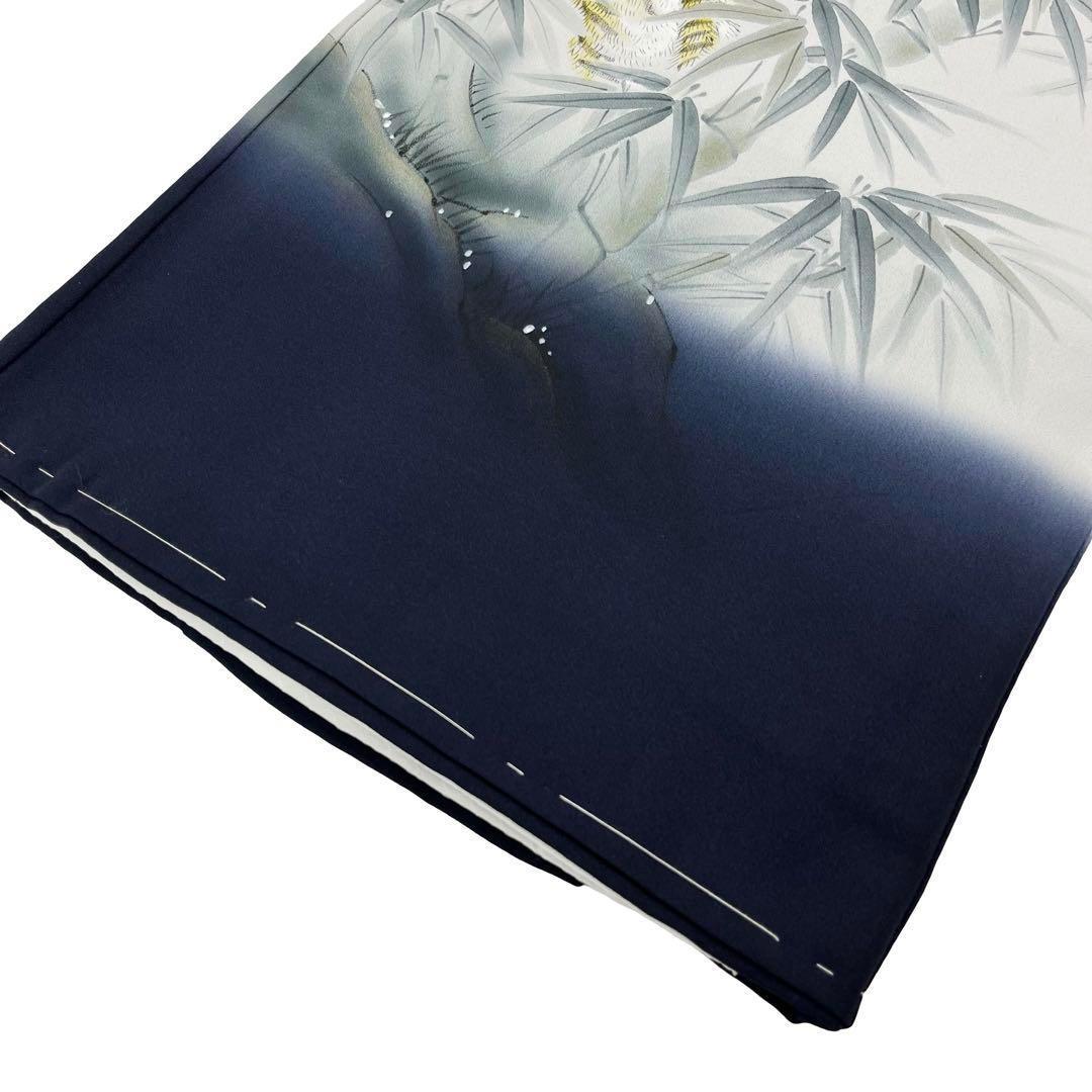 子供着物 襦袢付 男の子 一つ身 お宮参り 二頭の虎 紺色 X-1002