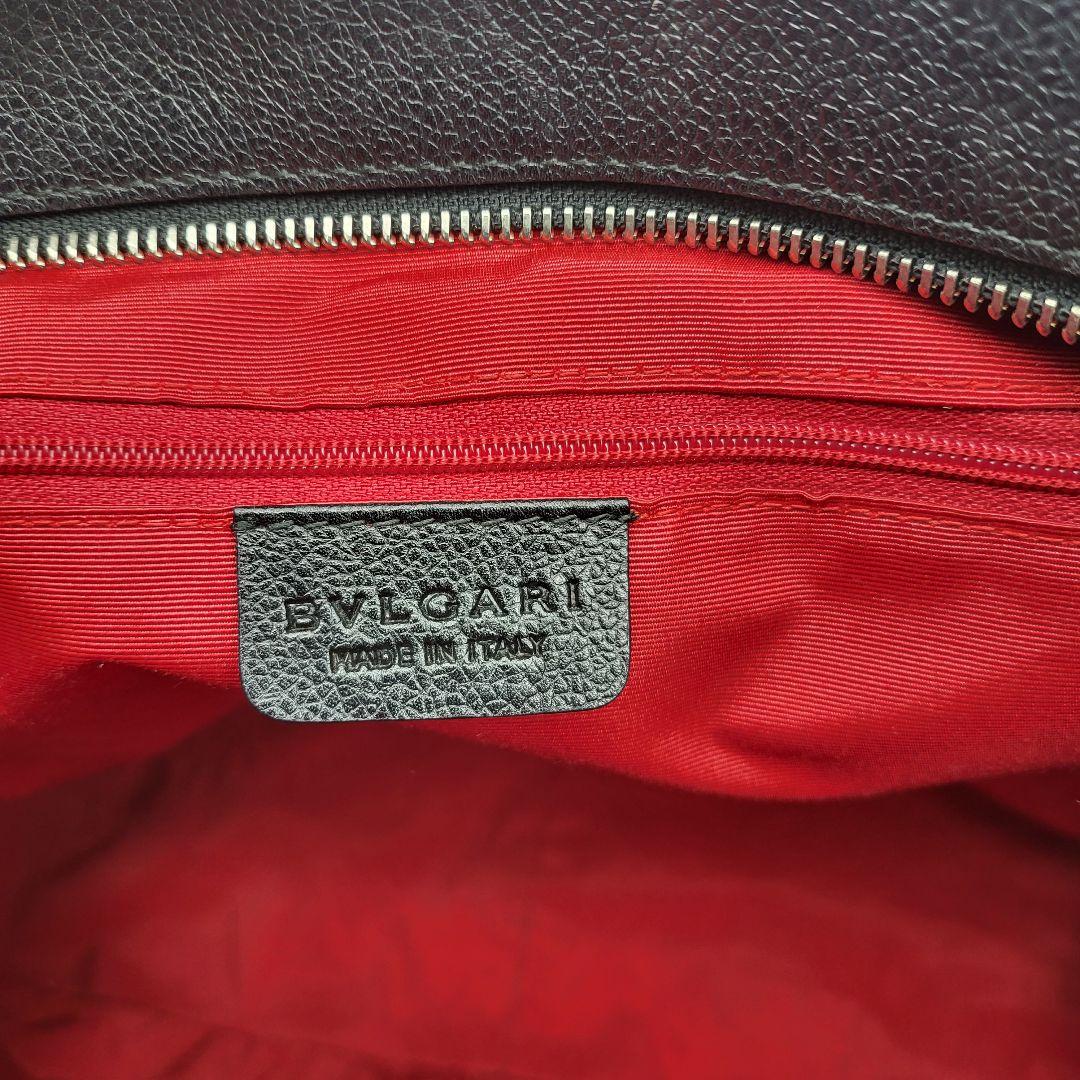 ブルガリ ロゴマニア トートバッグ ハンドバッグ ブラック キャンバス レザー