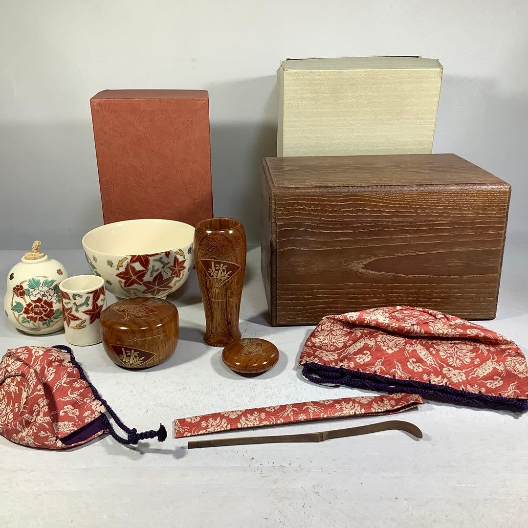 利休茶箱　女桑　茶器セット　茶道具　送料無料