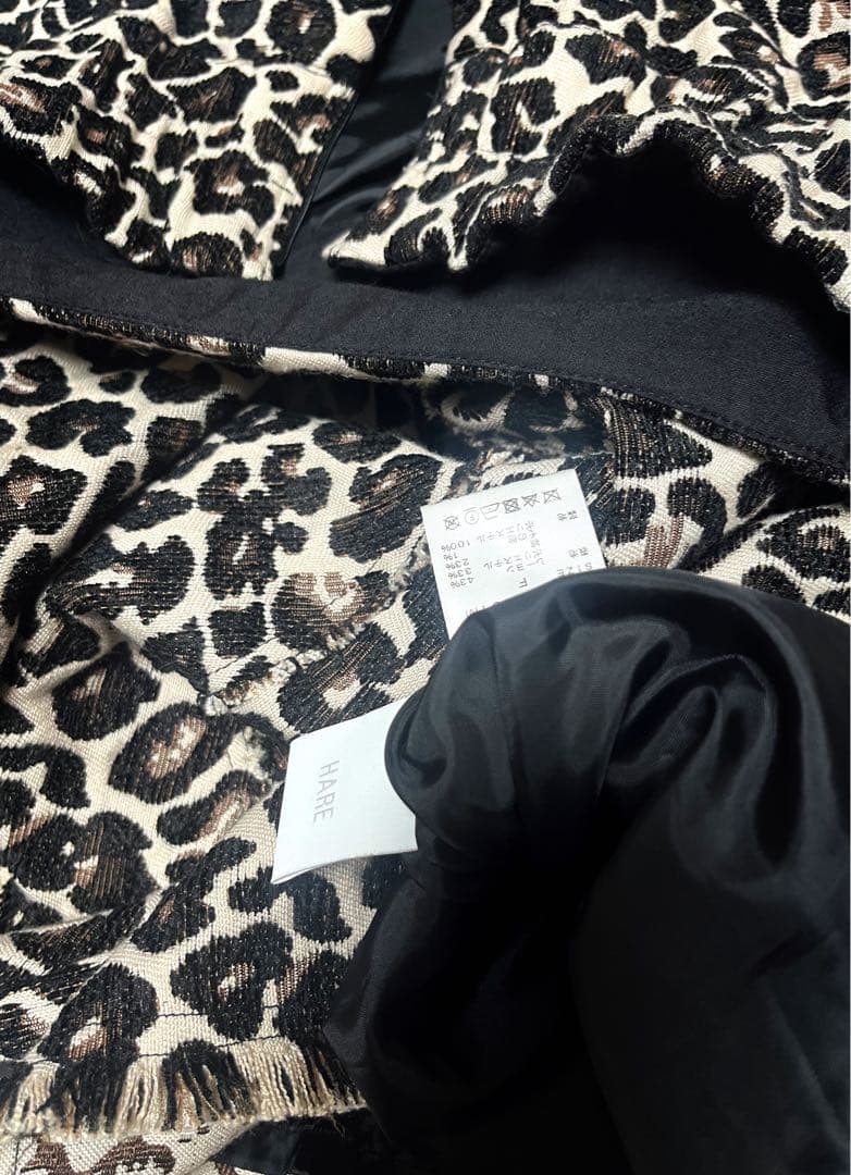 HARE レオパード柄ジャガード刺繍変形フレアロングスカート ヒョウ柄 y2k