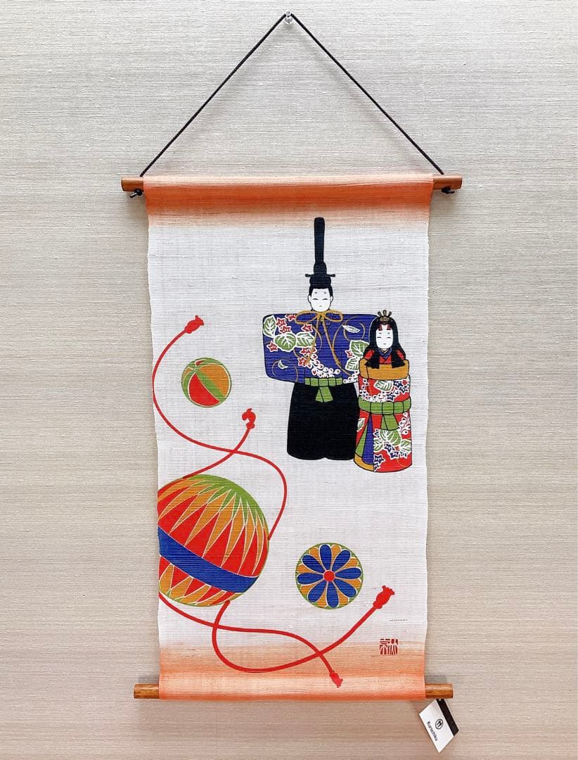 お雛様タペストリー【鞠と春光立ち雛】ひな祭り 雛飾り 親王雛 初節句 新品