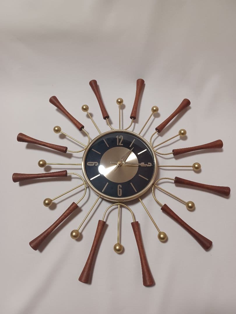 ミッドセンチュリー　サンバースト　掛時計